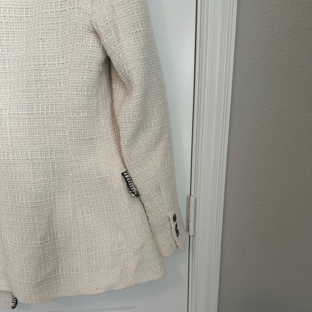 Zara white cream black tweed blazer size Small - Picture 9 of 11